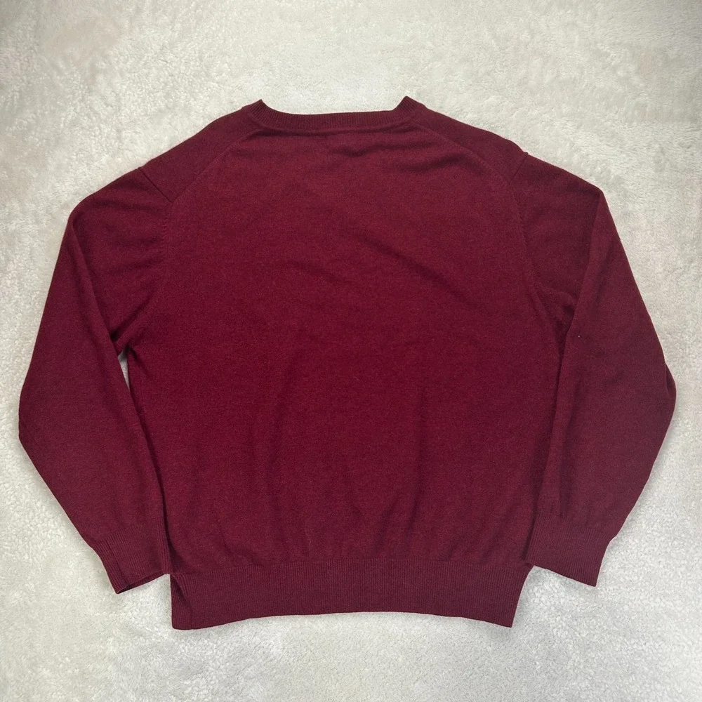 L.L. Bean Pullover Sweater Mens L Maroon V-Neck Cashmere Wool Long Sleeve VTG